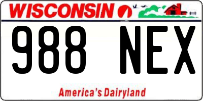 WI license plate 988NEX
