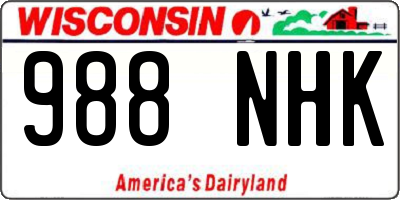 WI license plate 988NHK