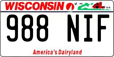WI license plate 988NIF
