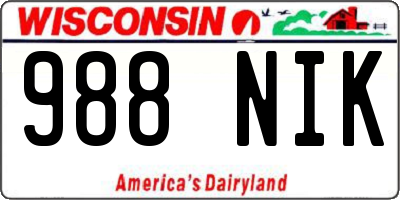 WI license plate 988NIK