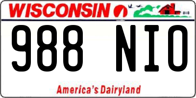 WI license plate 988NIO