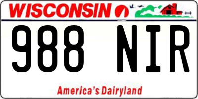 WI license plate 988NIR