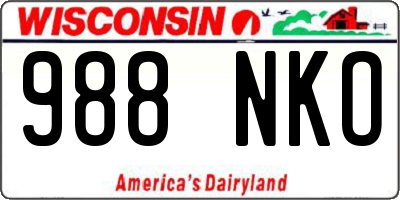 WI license plate 988NKO