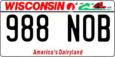 WI license plate 988NOB
