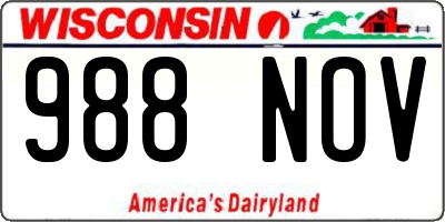 WI license plate 988NOV