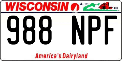 WI license plate 988NPF