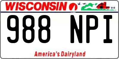 WI license plate 988NPI