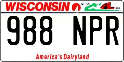 WI license plate 988NPR