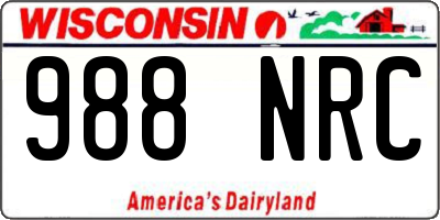 WI license plate 988NRC