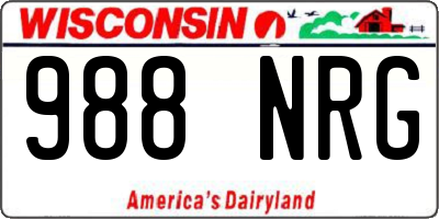 WI license plate 988NRG