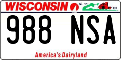 WI license plate 988NSA