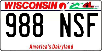 WI license plate 988NSF