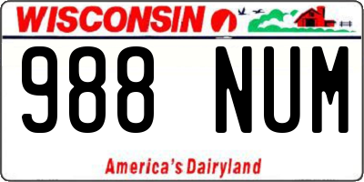 WI license plate 988NUM