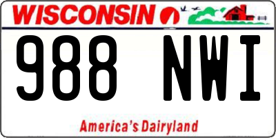 WI license plate 988NWI