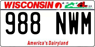 WI license plate 988NWM