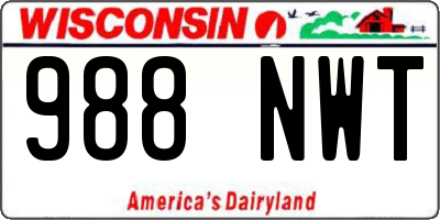 WI license plate 988NWT