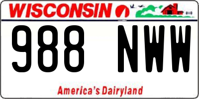 WI license plate 988NWW