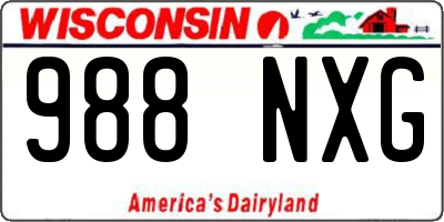 WI license plate 988NXG