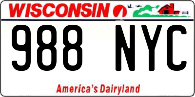 WI license plate 988NYC