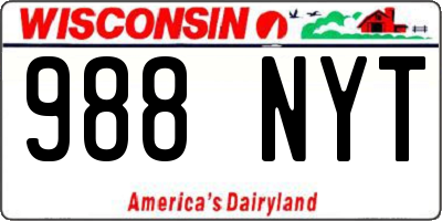 WI license plate 988NYT
