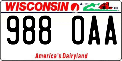WI license plate 988OAA
