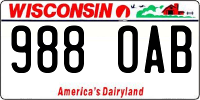 WI license plate 988OAB