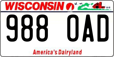 WI license plate 988OAD