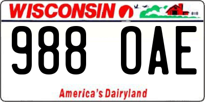WI license plate 988OAE