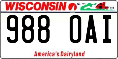 WI license plate 988OAI