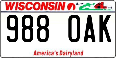 WI license plate 988OAK