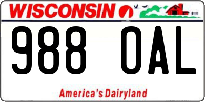 WI license plate 988OAL