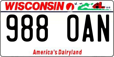 WI license plate 988OAN