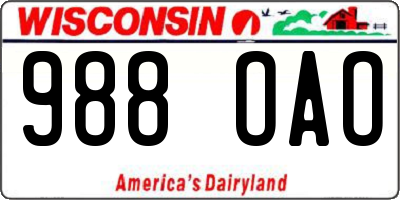 WI license plate 988OAO