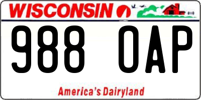WI license plate 988OAP