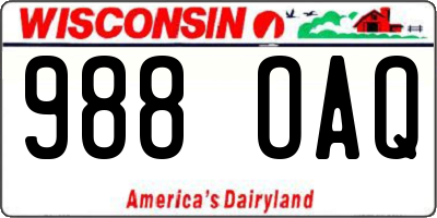 WI license plate 988OAQ