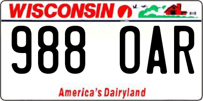 WI license plate 988OAR