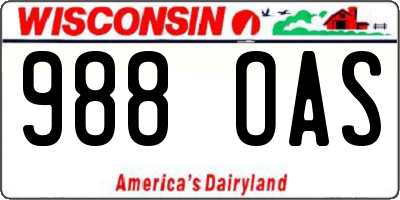 WI license plate 988OAS