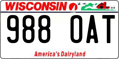 WI license plate 988OAT