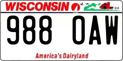 WI license plate 988OAW