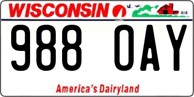 WI license plate 988OAY