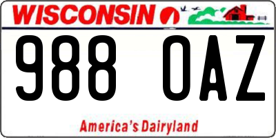 WI license plate 988OAZ