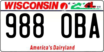 WI license plate 988OBA