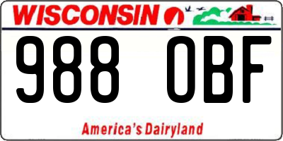 WI license plate 988OBF