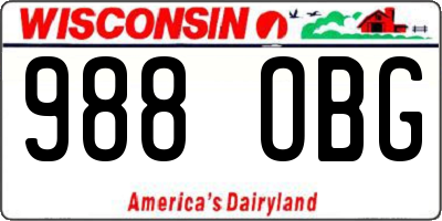 WI license plate 988OBG