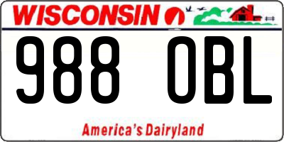 WI license plate 988OBL