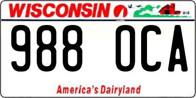 WI license plate 988OCA