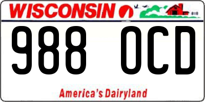 WI license plate 988OCD