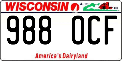 WI license plate 988OCF