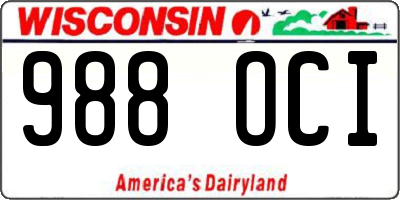 WI license plate 988OCI