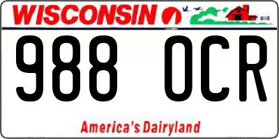 WI license plate 988OCR